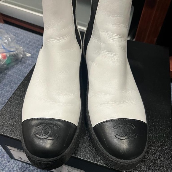 CHANEL Shoes - Authentic Chanel booties, worn once , logos on it perfect condition !